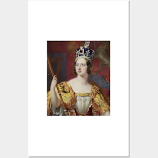 Portrait of Queen Victoria in her coronation robes - Henry Pierce Bone Posters and Art